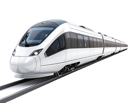 3D white monorail icon isolated on transparent background. PNG