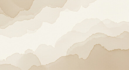 Abstract and serene watercolor landscape featuring soft, flowing layers of neutral beige and white tones, creating a calming artistic background.
