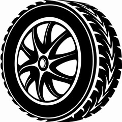 Car Tire Vector Illustration – Detailed Wheel Icon with Tread Pattern