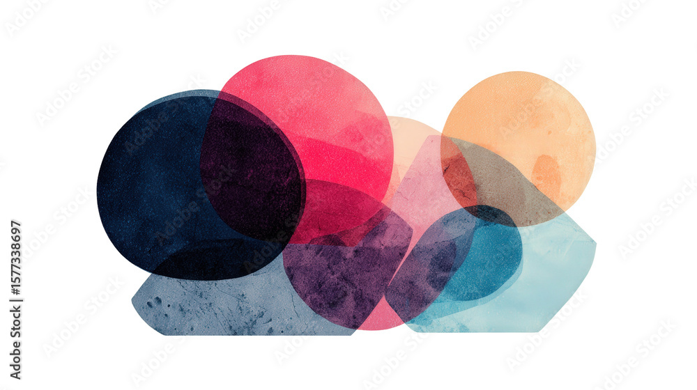 Poster framed art print with abstract shapes background isolated on a transparent background, png file.