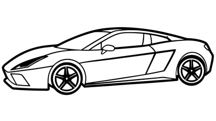 Obraz premium Luxury Supercar Outline Vector – Modern Sports Coupe Side View Art