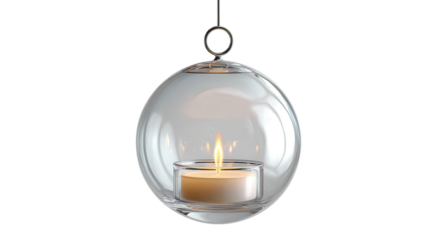 Hanging glass orb for candles background isolated on a Transparent background, PNG file.