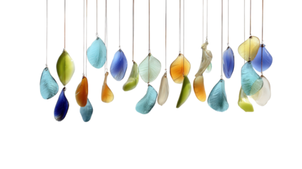 Hanging mobile with glass pieces background isolated on a Transparent background, PNG file.