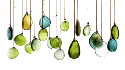 Hanging mobile with glass pieces background isolated on a Transparent background, PNG file.