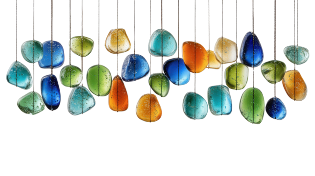 Hanging mobile with glass pieces background isolated on a Transparent background, PNG file. - Powered by Adobe