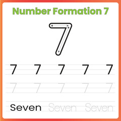 Number 7 Tracing Worksheet for Kids