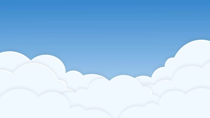 Fluffy clouds animation background with blue sky illustration - Powered by Adobe