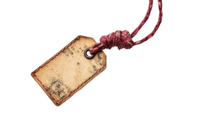 Hiking permit tag with string background isolated on a Transparent background, PNG file.