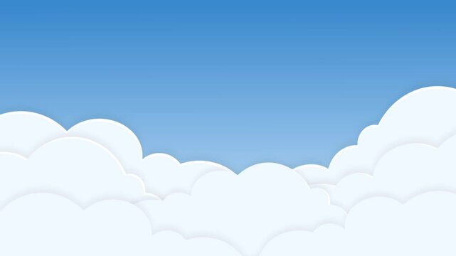 Fluffy clouds animation background with blue sky illustration