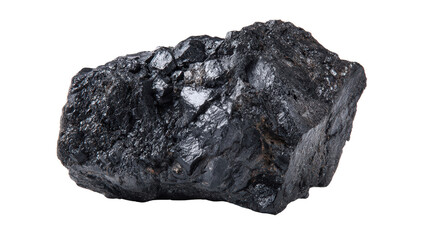 Ilmenite black titanium ore lump background isolated on a Transparent background, PNG file.