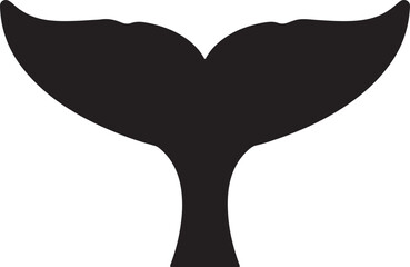 Silhouette of a majestic whale tail isolated on a clean white background