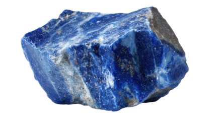 Lapis lazuli decorative blue mineral lump background isolated on a Transparent background, PNG file.