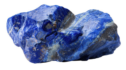 Lapis lazuli decorative blue mineral lump background isolated on a Transparent background, PNG file.