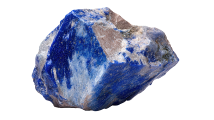 Lapis lazuli decorative blue mineral lump background isolated on a Transparent background, PNG file.