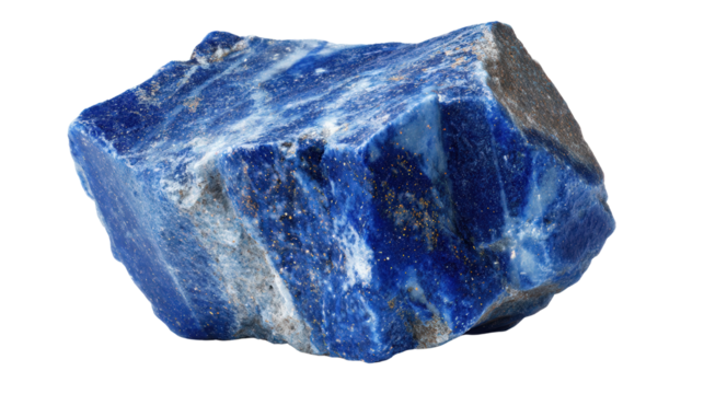 Lapis lazuli decorative blue mineral lump background isolated on a Transparent background, PNG file.