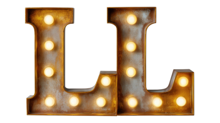 Light-up marquee letter decor background isolated on a Transparent background, PNG file.