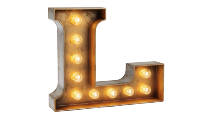 Light-up marquee letter decor background isolated on a Transparent background, PNG file.