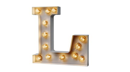 Light-up marquee letter decor background isolated on a Transparent background, PNG file.