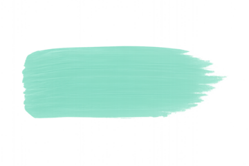 Mint green paint brush stroke isolated on transparent background. Soft pastel texture with visible brush marks, perfect for modern design, branding, or creative digital art.