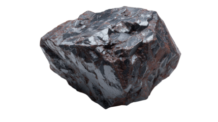 Magnetite iron ore lump background isolated on a Transparent background, PNG file.