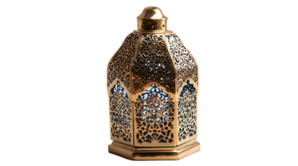 Metal lantern with cutout design background isolated on a Transparent background, PNG file.