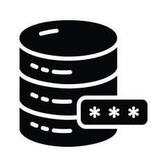 A modern glyph icon of database password protection
