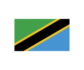 The flag of Tanzania consists of a diagonal black band with yellow edges, running from the bottom left to the top right corner. The upper triangle is green, and the lower triangle is light blue. The g