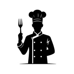 Happy Cartoon Chef Holding Utensils | Chef 16 Vector Illustration