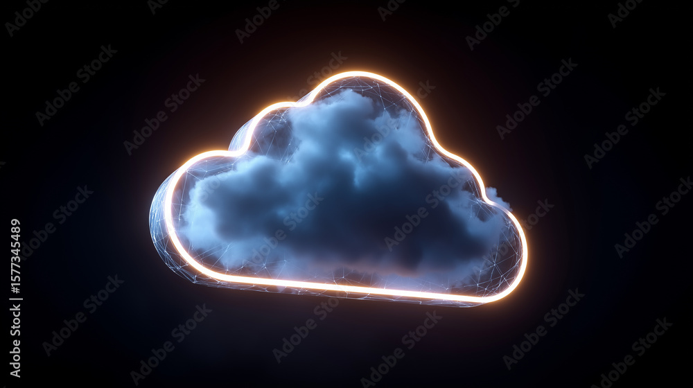 Poster secure cloud icon in studio lighting for cybersecurity