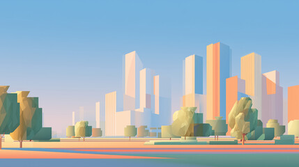 Obraz premium city skyline at sunset, city skyline in the morning