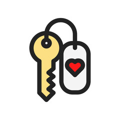 Key Illustration with Heart Tag Representing Love and Security