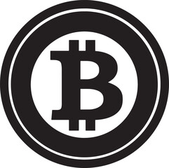 Obraz premium Bitcoin cryptocurrency symbol simple black and white round emblem for digital currency concept