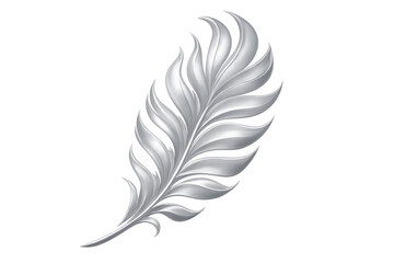 Obraz premium Silver metallic feather quill pen writing gracefully, highlighting vintage writing instrument against clean transparent backdrop