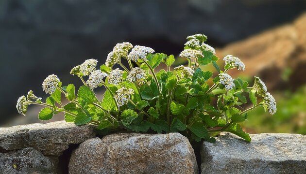 parietaria judaica spreading pellitory is a perennial plant found on walls and rocks and one of the main causes of respiratory allergies worldwide