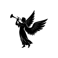 Angel with trumpet silhouette