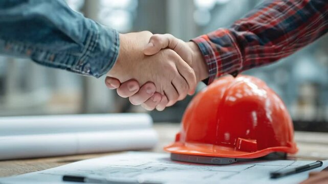  apreton de manos de hombres en se&ntilde;al de acuerdo o conformidad. Concepto contrucci&oacute;n, obras, industria