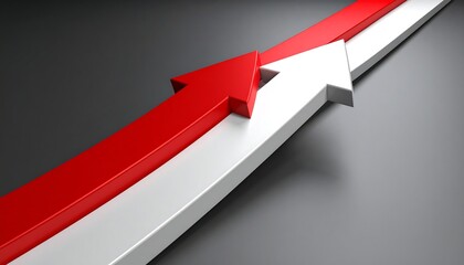 Red and white arrows rising