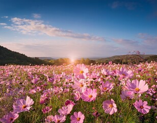 Fototapeta premium pink cosmos flower fields