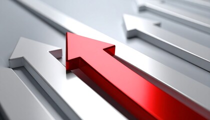 Red arrow stands out among many gray arrows