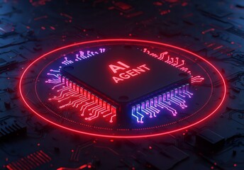 An AI agent hologram symbolizing agentic autonomy for collaboration with the human workforce using autonomous agents to work in business partnership using teamwork