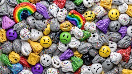 Colorful emotional sculpted objects