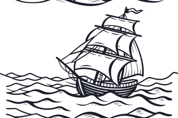 ship in the sea vector illustration