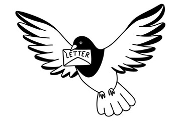 Naklejka premium pigeon mail sketch