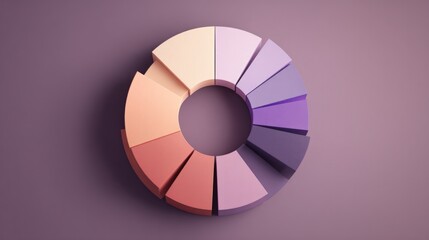 Obraz premium Photo of a 3d pie chart with pastel segments visualizes data analysis and business strategy, offering a modern and creative representation of market share and growth