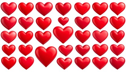 Red hearts of varying sizes
