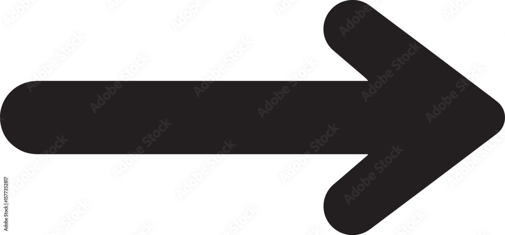 Poster simple black right arrow pointing direction indicating forward progress and success