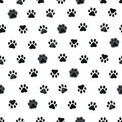 Black doodle paw prints pattern