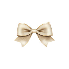 Shiny decorative golden ribbon bow isolated on white background