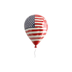Obraz premium Colorful hot air balloon decorated with American flag pattern isolated on white background