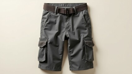 Shorts cargo gris carbón con cinturilla ajustable y bolsillos laterales extragrandes